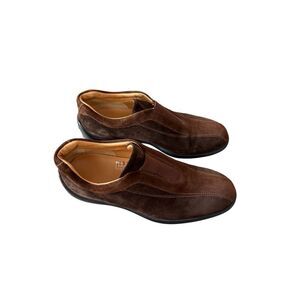 Tod's Mens Brown Suede Elastic Front Panel Slip On Flat Loafer Shoes Size 8.5